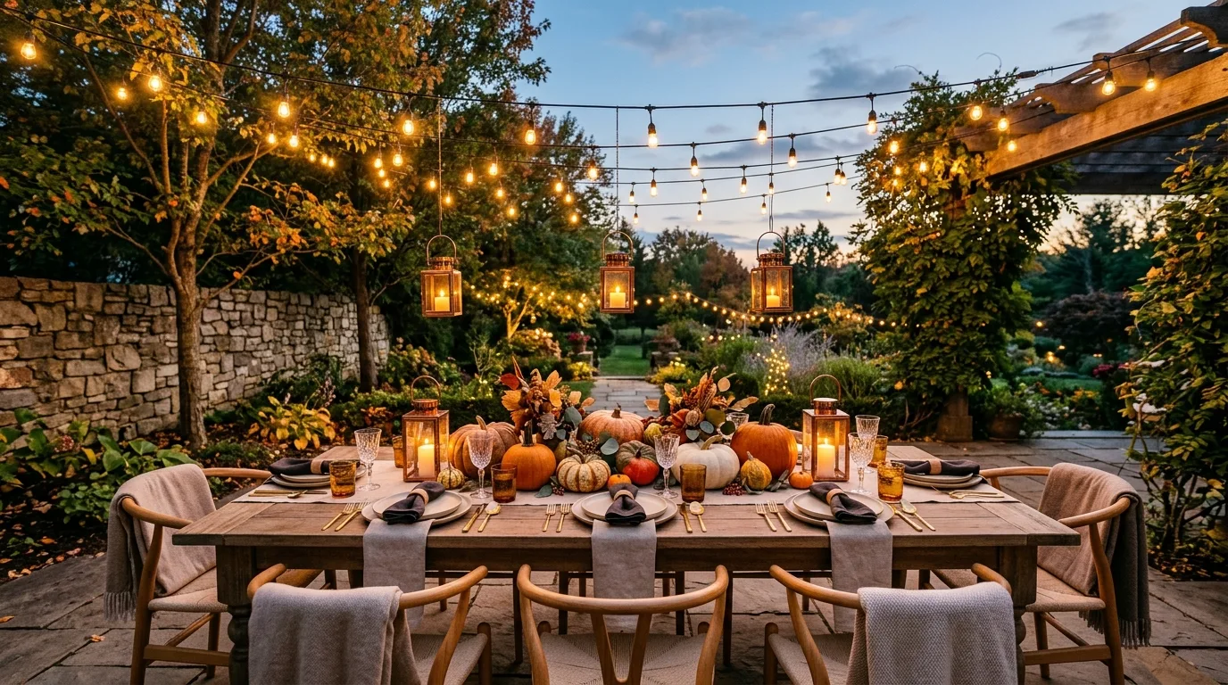 Let glassware and metal finishes reflect the candlelight inspiration for a fall dining table.